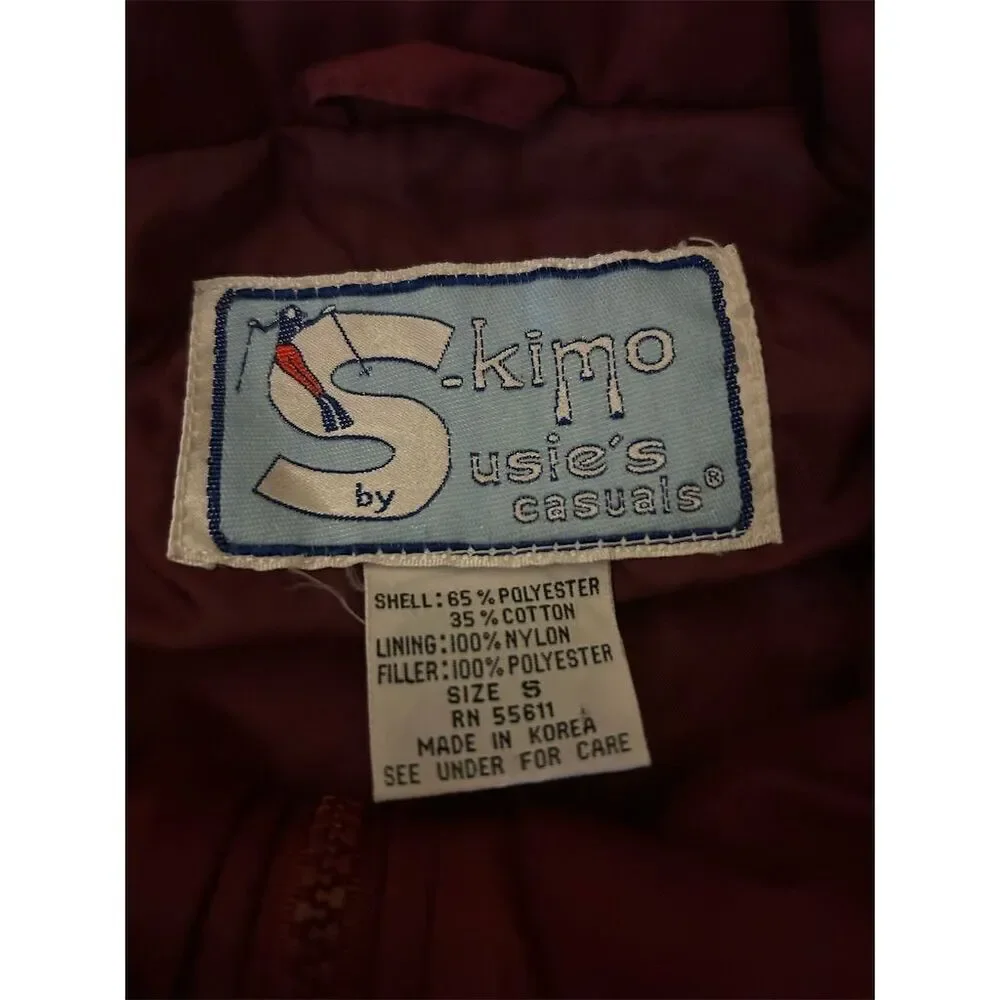 Vintage Women's Burgundy Puffer Vest Size S Casual Winter Outerwear - Picture 4 of 9